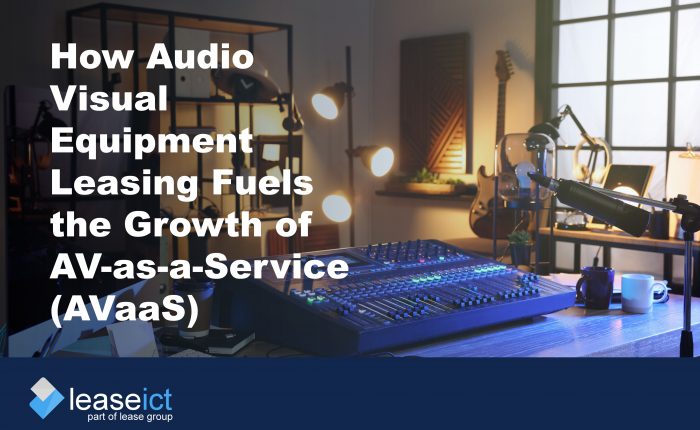 Audio Visual equipment on a desk to illustrate the benefits of audio visual equipment leasing