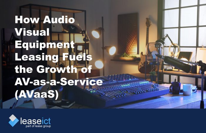 Audio Visual equipment on a desk to illustrate the benefits of audio visual equipment leasing