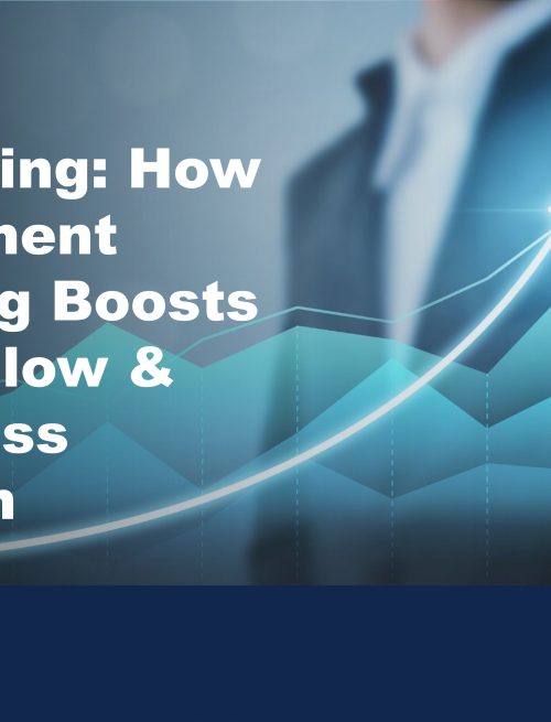 Cover image showing a man in suit in background with a business trajectory chart to illustrate how equipment leasing boosts cash flow and business growth