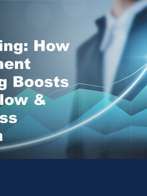 Cover image showing a man in suit in background with a business trajectory chart to illustrate how equipment leasing boosts cash flow and business growth