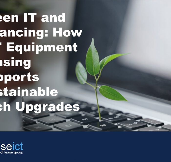 image of a computer keyboard with a small sprouted leaf coming out of it to illustrate the benefits of ICT equipment leasing for green it practices