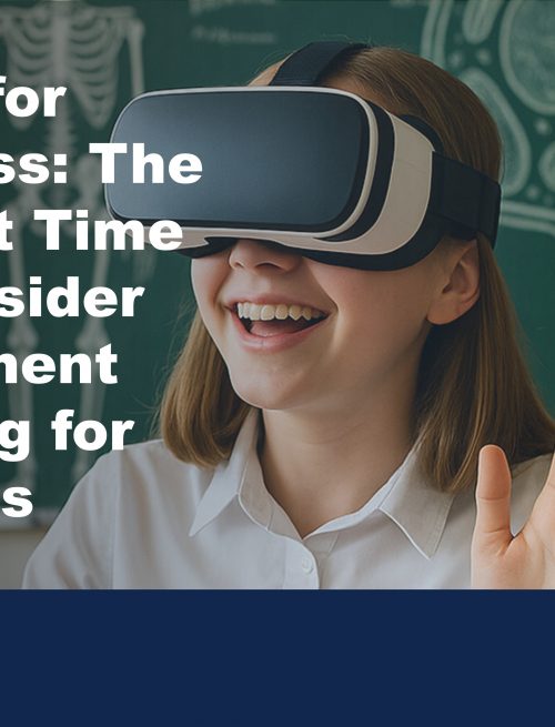 a student with VR headset on to illustrate the benefits of equipment leasing for schools