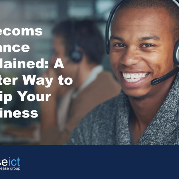 image of person smiling wearing a headset to illustrate the benefits of telecoms finance