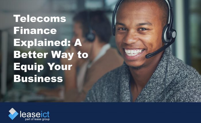 image of person smiling wearing a headset to illustrate the benefits of telecoms finance