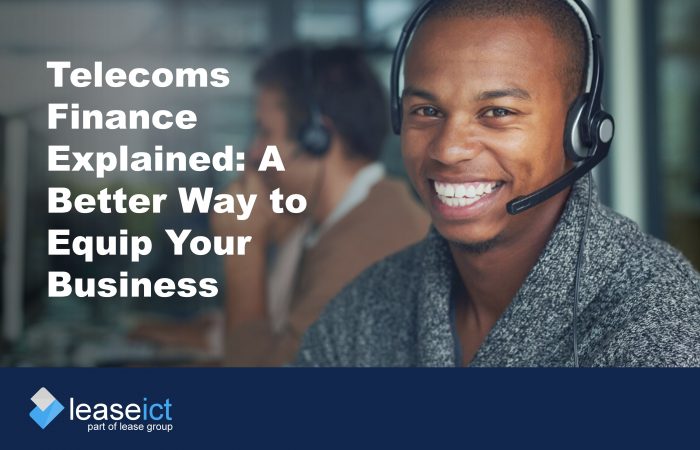 image of person smiling wearing a headset to illustrate the benefits of telecoms finance