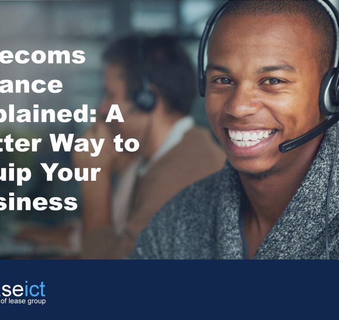 image of person smiling wearing a headset to illustrate the benefits of telecoms finance