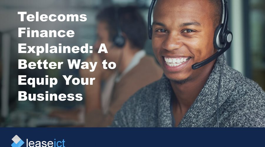 image of person smiling wearing a headset to illustrate the benefits of telecoms finance