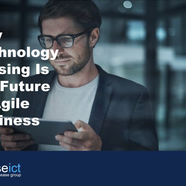 Title image of a man holding a tablet device to illustrate the benefit of technology leasing