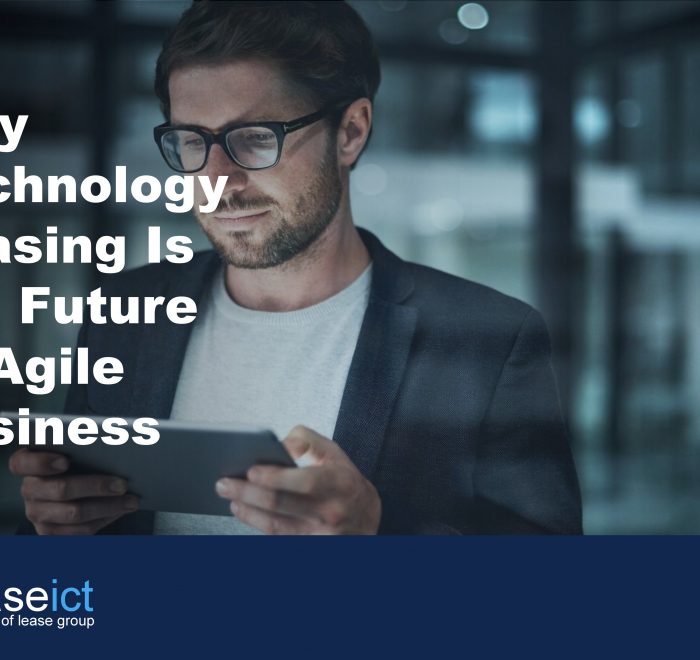 Title image of a man holding a tablet device to illustrate the benefit of technology leasing