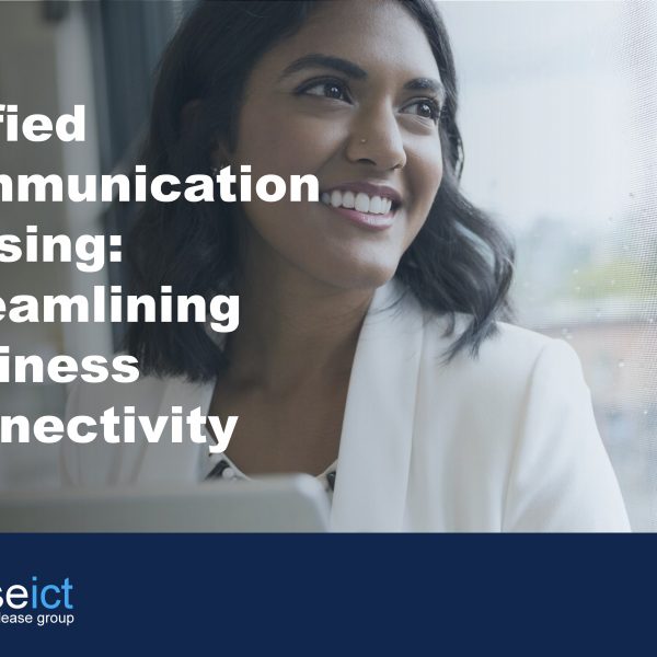 image of smiling woman using work tablet to illustrate the benefits of unified communication leasing